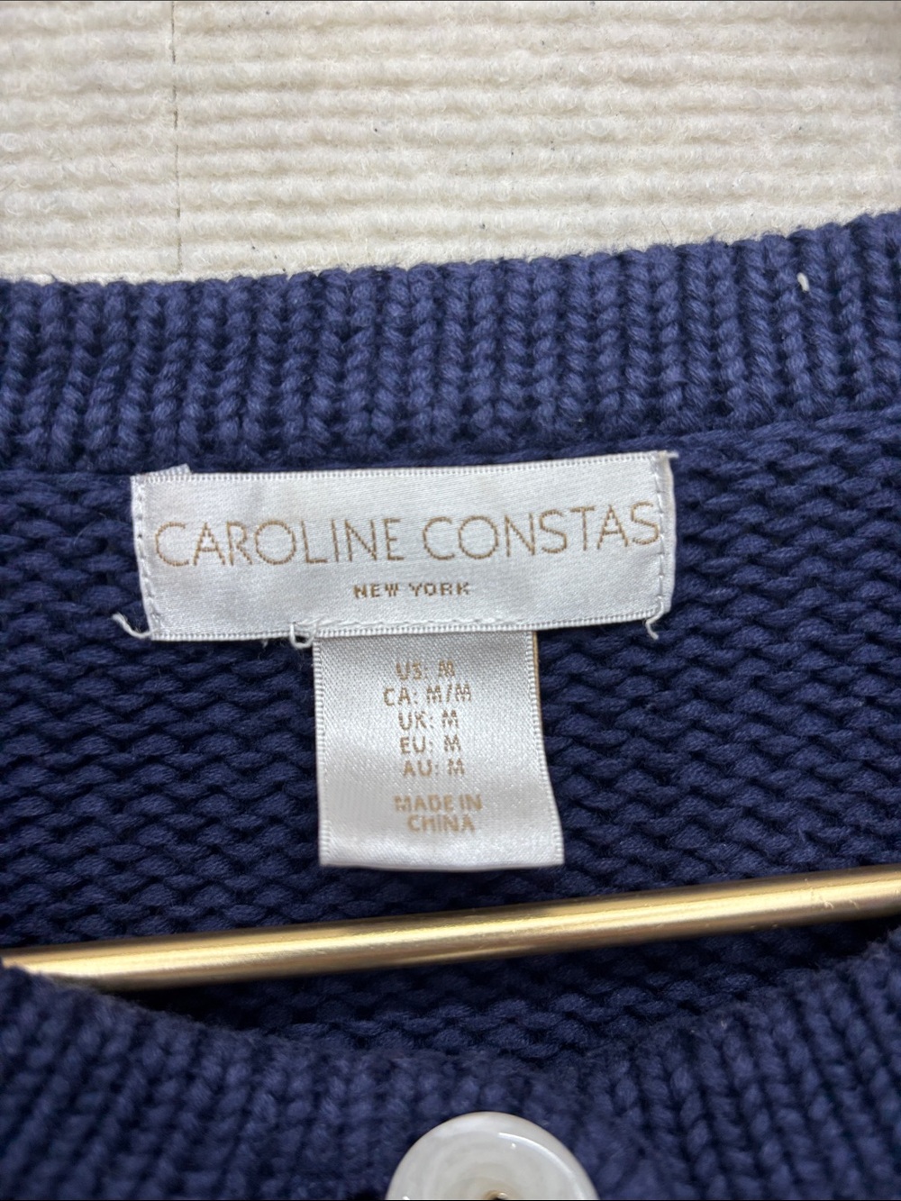 Caroline Constas | medium Cropped Navy Button-Front Women's Sweater - Picture 2 of 8